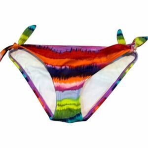 VICTORIA’S SECRET Women’s Rainbow Tie Dye Side Tie Bikini Bottoms Size Small